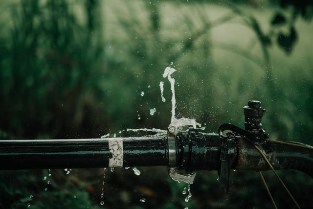 close up of a leaky water pipe