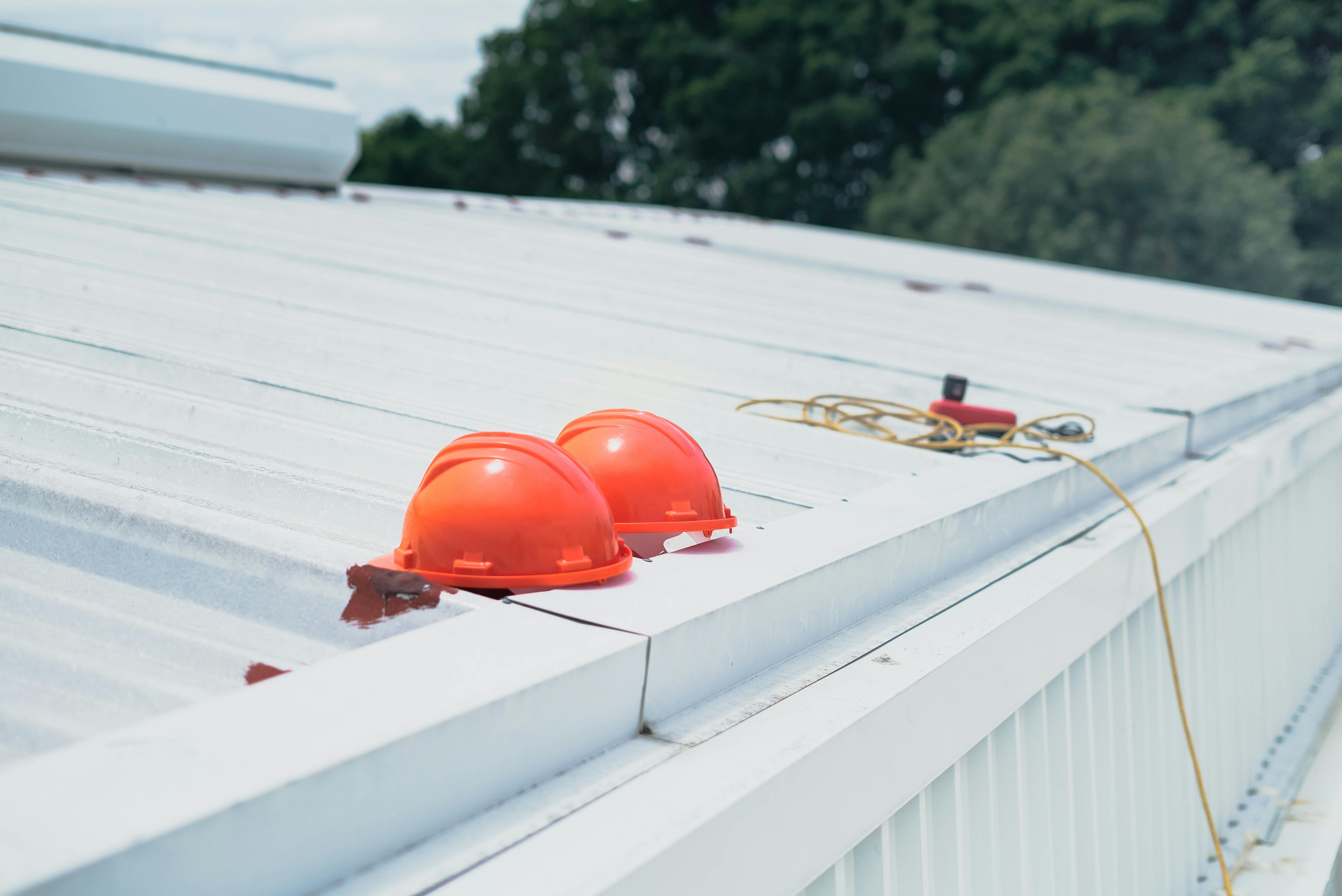hard hats on roof